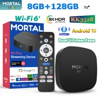 Mortal Android 16 TV Box 8GB 128GB Control por voz, compatible con pantalla 4K RK3518 T1+ Wifi 6 BT5.0 Decodificador de YouTube Mini Android TV Box