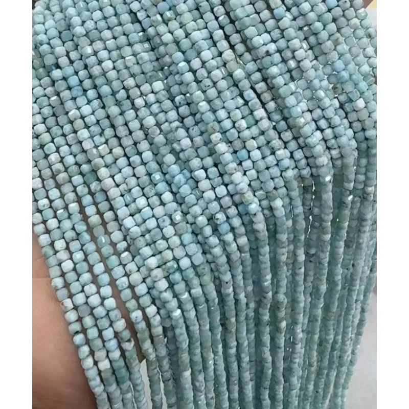 

AAA натуральный синий ларимар 2,5x2,5 мм драгоценный камень граненый куб свободные бусины изготовление DIY браслет ожерелье ювелирные аксессуары оптом