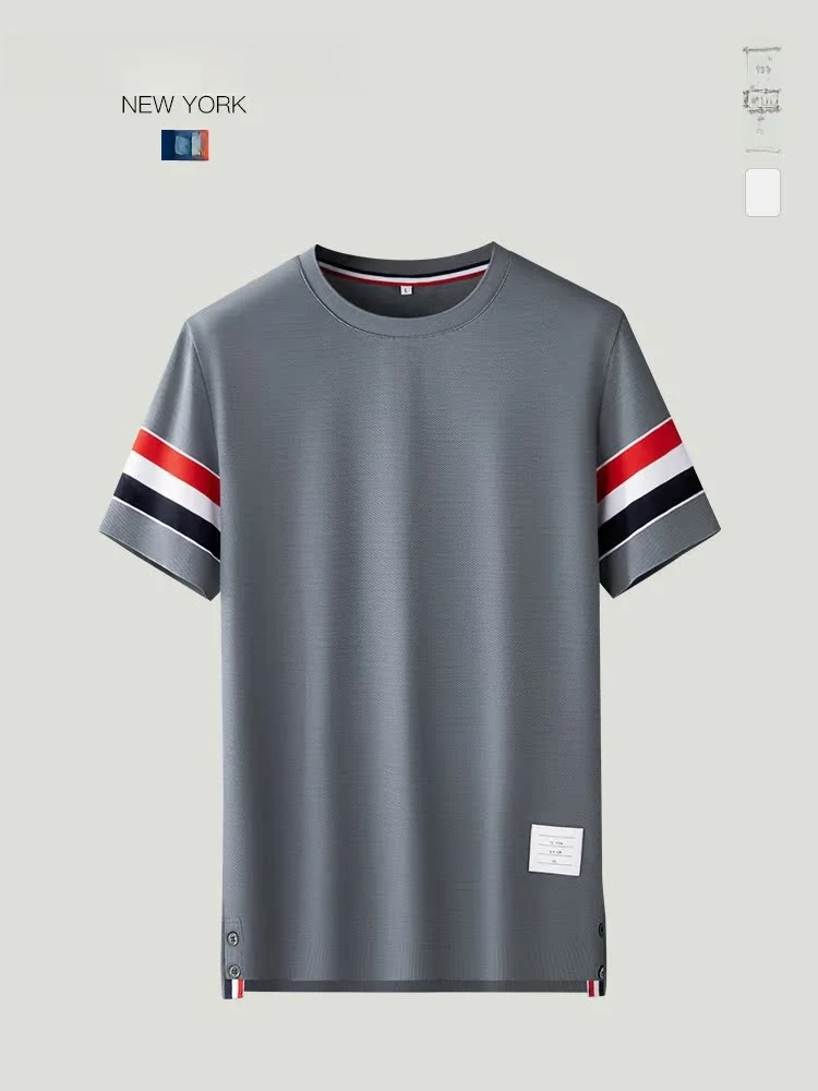 

THOM BEAUN Высококачественная мужская футболка из длинноволокнистого хлопка с бархатистой текстурой, легкая, летняя, новинка, с круглым вырезом