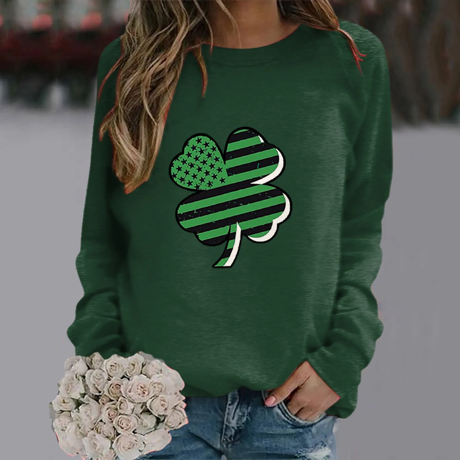 3.17 Feliz Día de San Patricio sudadera de manga larga para mujer Festival de Irlanda trébol estampado jerseys Tops Lucky Bless