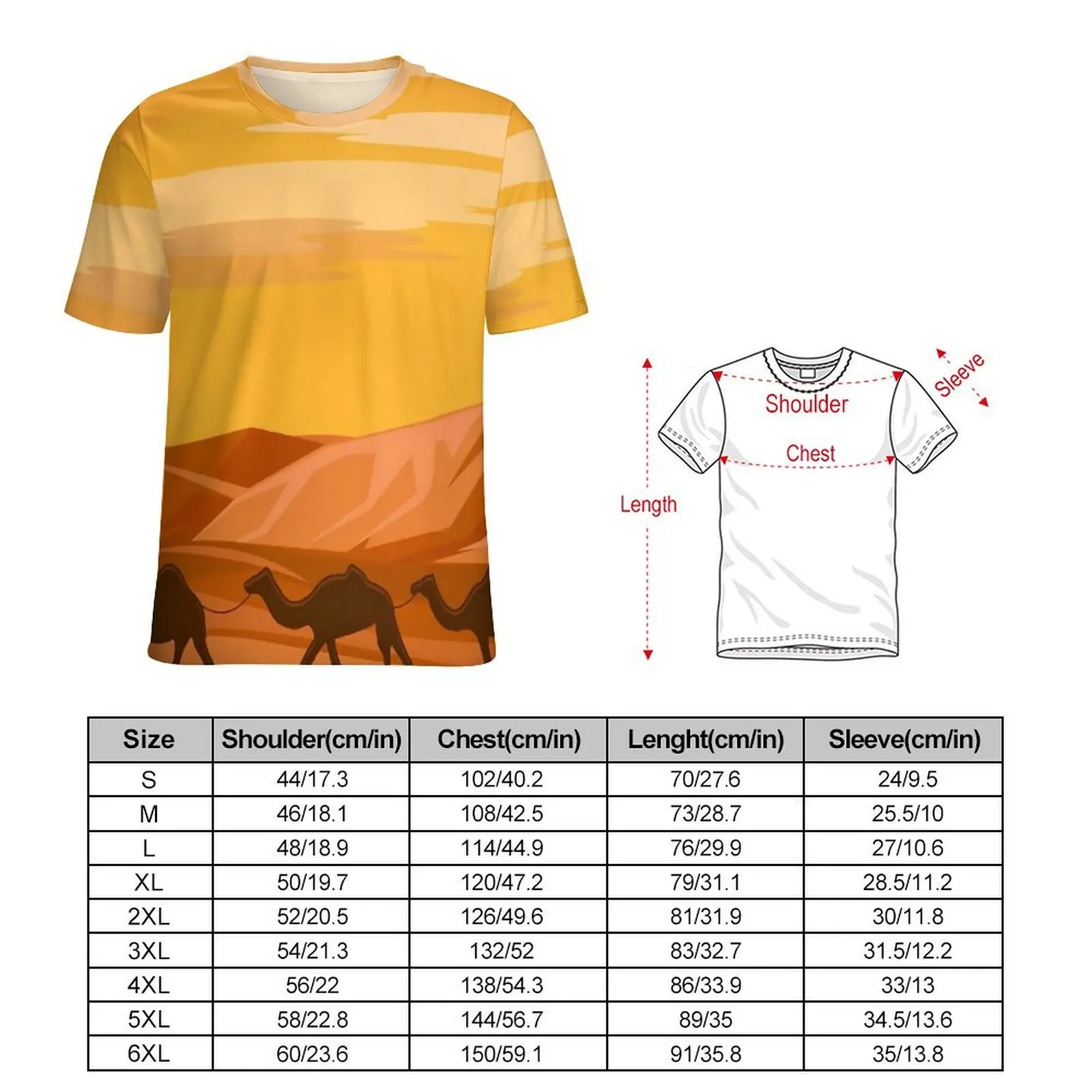 Plus Size T Shirt Summer Sunset in The Desert T-Shirts Camel Aesthetic O-Neck Tee Shirt Male Vintage Graphic Tees