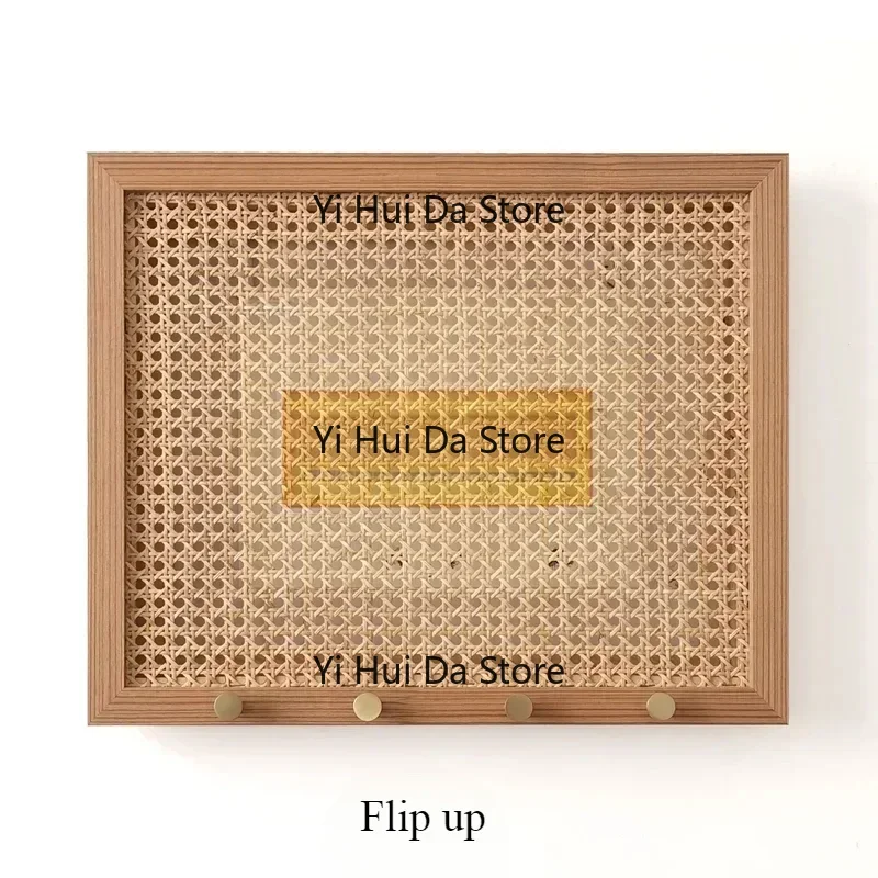 Nordic Rattan Weaving Electricity Meter Box Flip Design Wall Stickers Homestay Clothes Hook Electric Switch Occlusion Home Decor