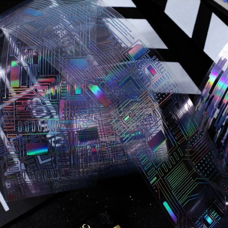 

96GE Circuit Board Inspireds Journal PET Sticker Waterproof Decoration For Creative Writing Books And Planners Stationery