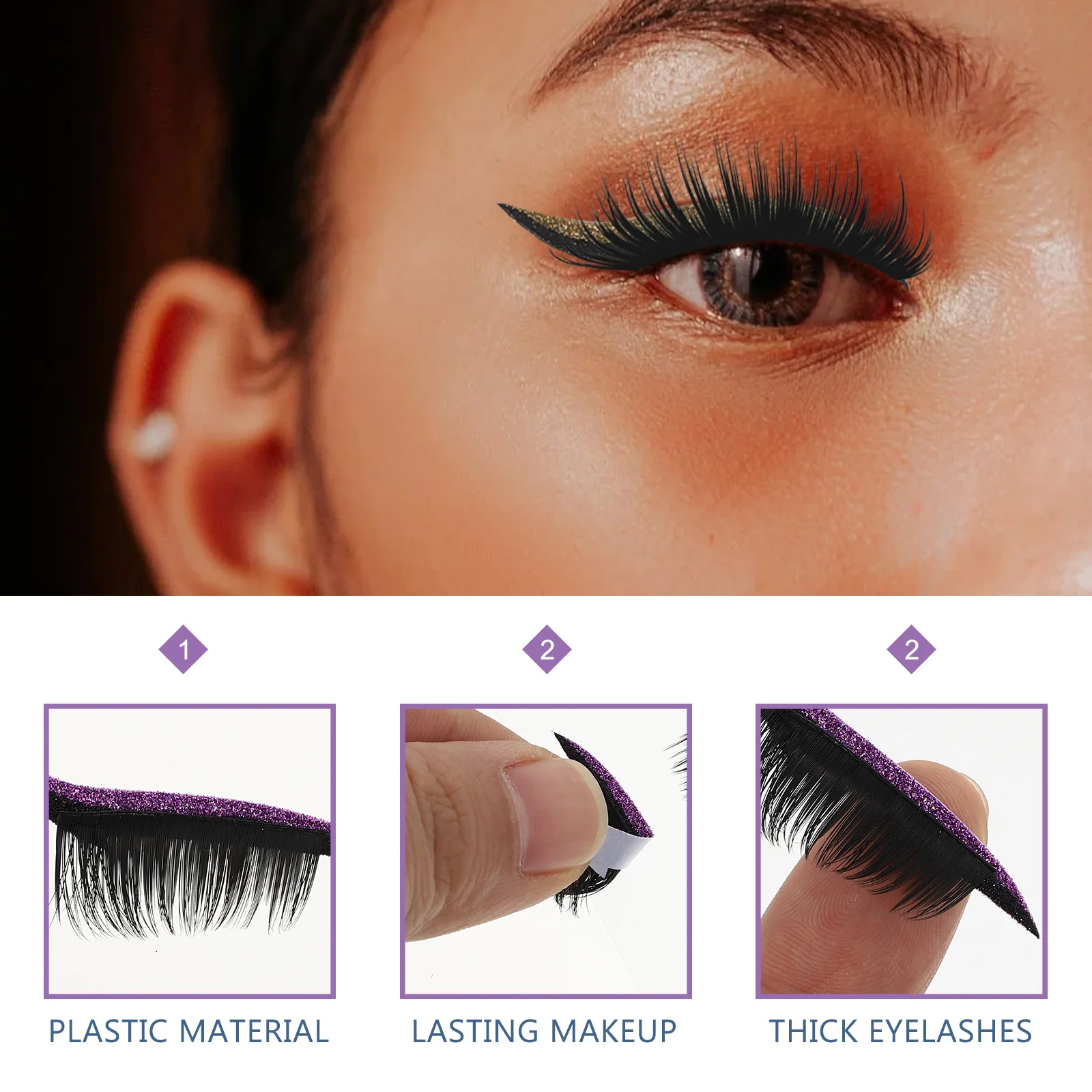 Eyeliner Sticker False Eyelashes Shiny Adhesive Eye Line Strip Waterproof For Daily Makeup Masquerade Cosplay Festival