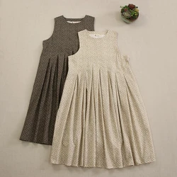 Spring New Sweet Mori Girl Vintage Floral Printed Tank Dress Women Summer O-Neck Sleeveless Casual Loose A-Line Dresses