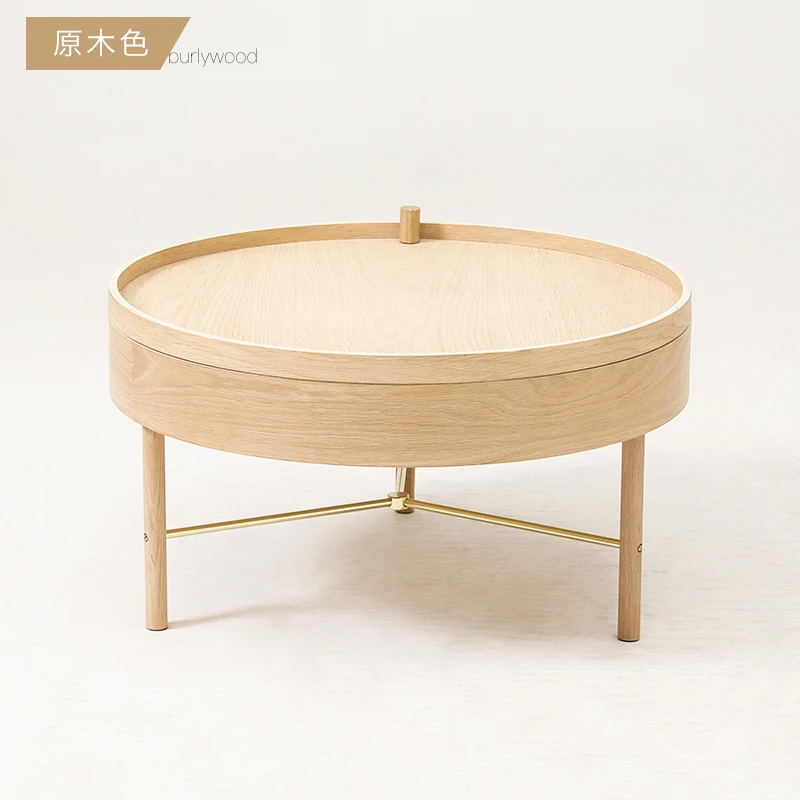Modern solid wood rotating coffee storage desk