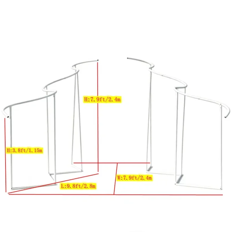 Großer S-förmiger Wellen-Hochzeitsbogen-Hintergrundständer, gebogener Metallrahmen für Events, Partys, Bühnenhintergrund, Vorhang, Blumenständer, Deko-Requisiten – Detail 1