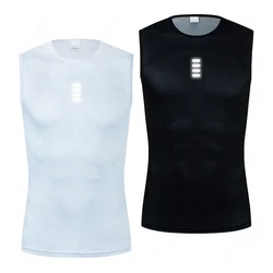 Camiseta interior reflectante de secado rápido para ciclismo, ropa interior deportiva ajustada de alta elasticidad, color blanco