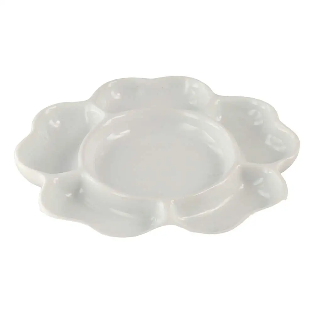 

Ceramic Paint Palette Tray 6/7 Grid Portable Plum Blossom Paint Plate White Flower Shaped Mixing Colour Tray Art Supplies