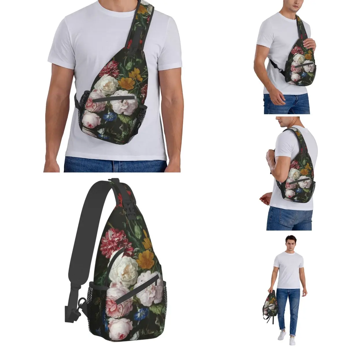 Jan Davisie z Life-Sacs à bandoulière, petit sac de poitrine, sac à dos à fleurs roses, sac à dos initié, sac à dos pour la randonnée, cartable de voyage