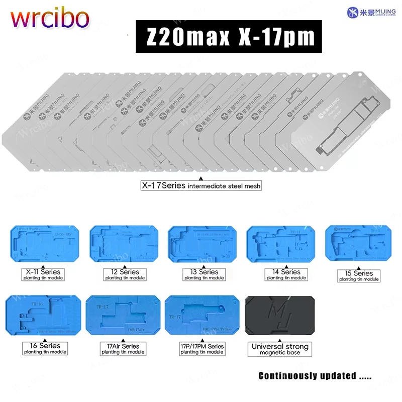 

Mijing Z20 Max BGA Reballing Stencil Platform For iPhone X-17 Pro Max,Universal Magnetic Base with Middle Layer Soldering Mesh