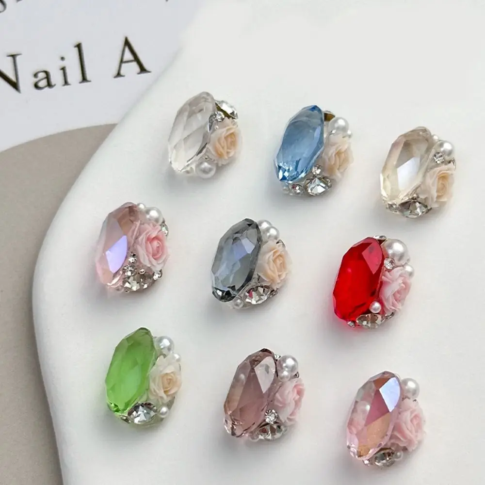 

10 Pcs/Bag 3D Pigeon Egg Nail Art Rhinestone Super Flash Large Transparent Fingernail DIY Decoration Pointed Bottom