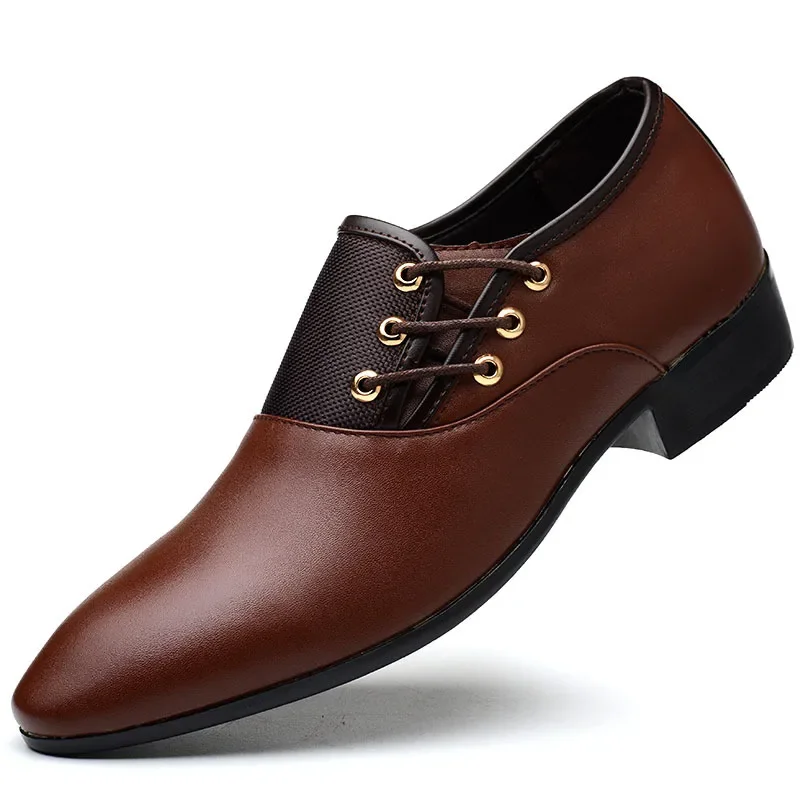 Chaussures en cuir pour hommes, chaussures provoqué d'affaires, chaussures décontractées tout assorties, absorbant les chocs, chaussures à degrés, chaussure zones me