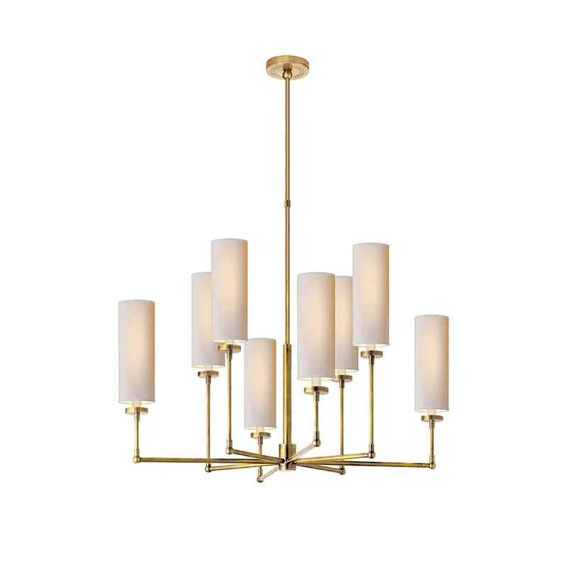 

Nordic American all-copper chandelier light luxury simple modern living room dining room bedroom study art model room copper