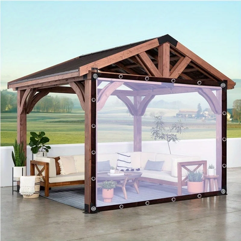 1 lote de lona transparente a prueba de lluvia con anillos de sellado, lona impermeable multiusos para exteriores, se puede utilizar para Pati
