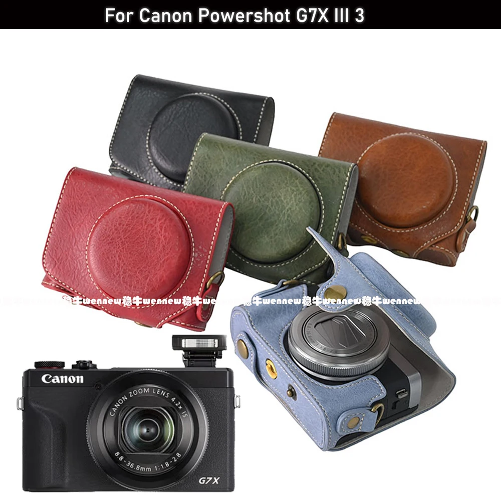 Etui/Pokrowiec na aparat Canon Powershot G7X Mark III 3 G7XIII G7X3 SX740 SX740hs z retro skóry PU — zdjęcie produktu 7