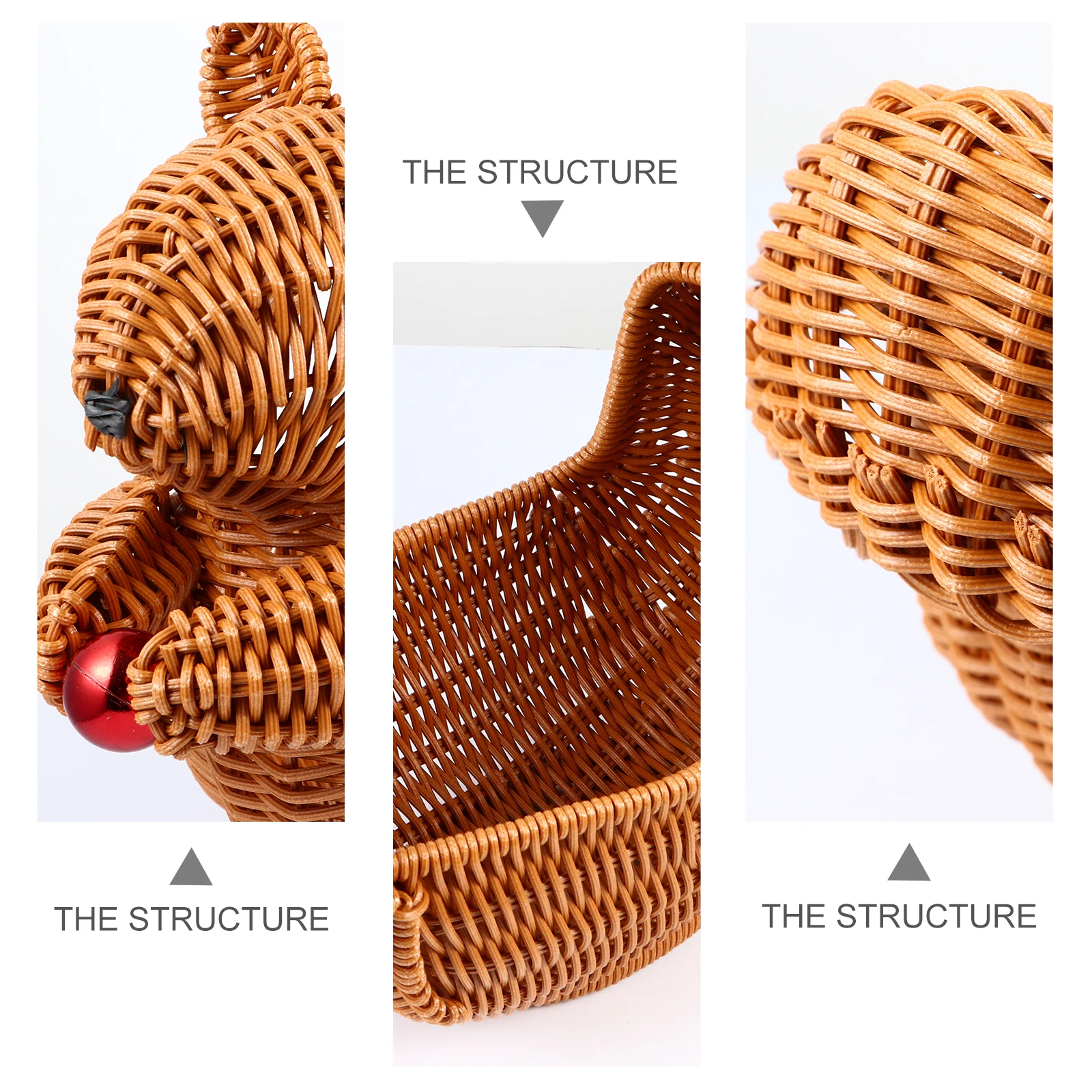 

Squirrel Fruit Basket Simulation Rattan Woven Plastic Snack Container Storage Basket Desktop Decoration For Home Kitchen Hotel