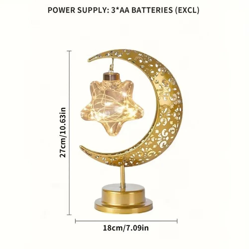 1PC LED hanging star and moon desk lamp,powered by 3 AA batteries(excl),suitable for bedroom,living room and Ramadan decoration