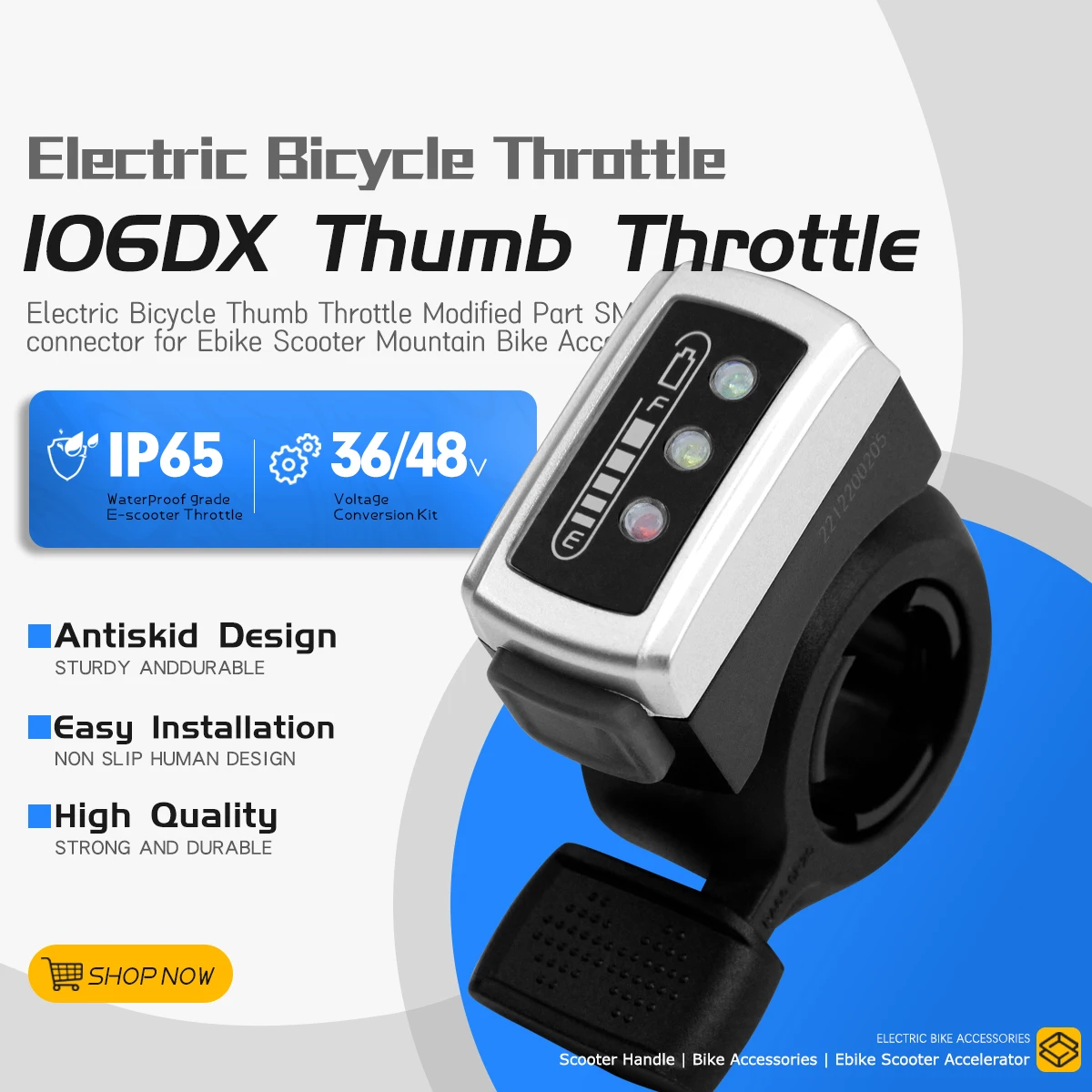 

WUXING 106DX Thumb Throttle 36V 48V Electric Bike Right Handle Accelerator Thumb Throttle For Electric Bike Scooters