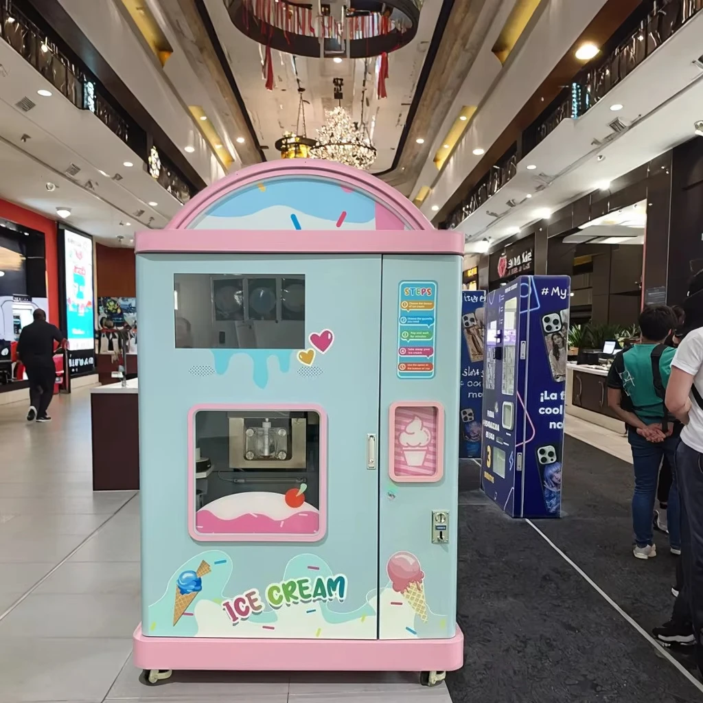 Máquina de Venda Automática de Sorvete Soft Totalmente Automática com Tela Digital Touchscreen Personalizável, Adesivos Decorativos e Função SDK - Sorvete Doce