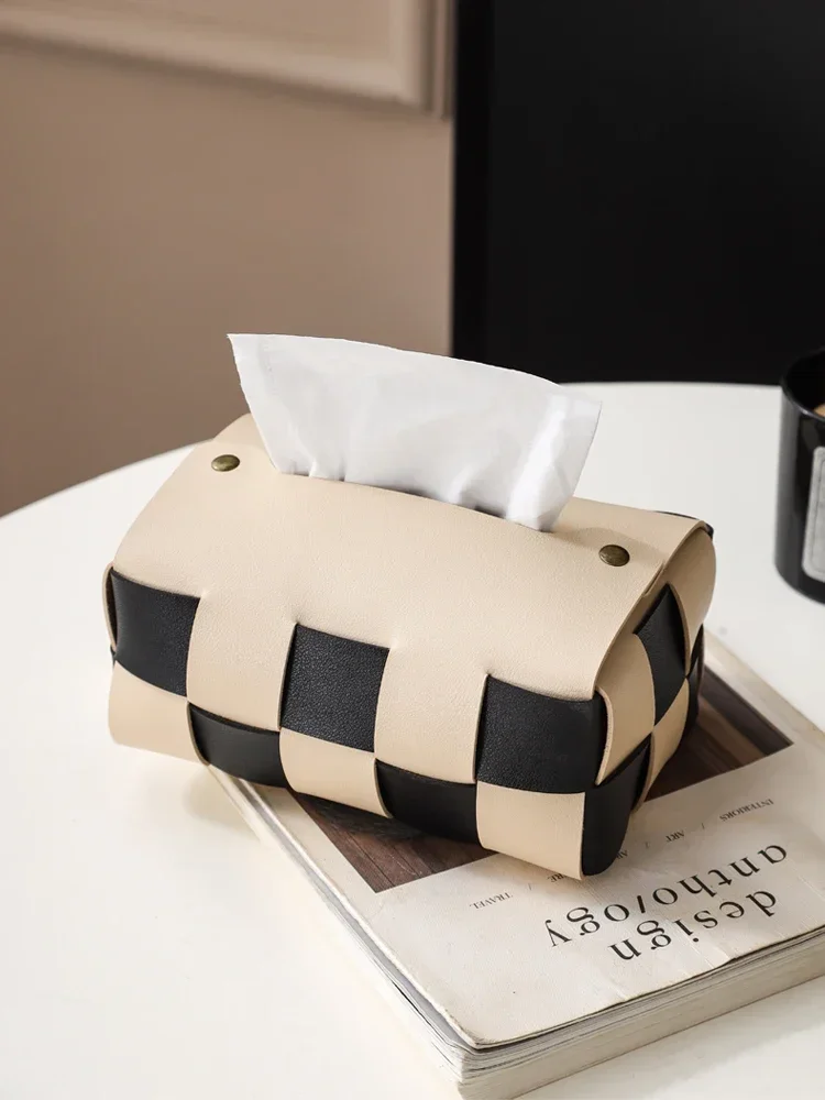 Black and White Tissue Box for Living Room Light Luxury Creative Bedroom Paper Drawer