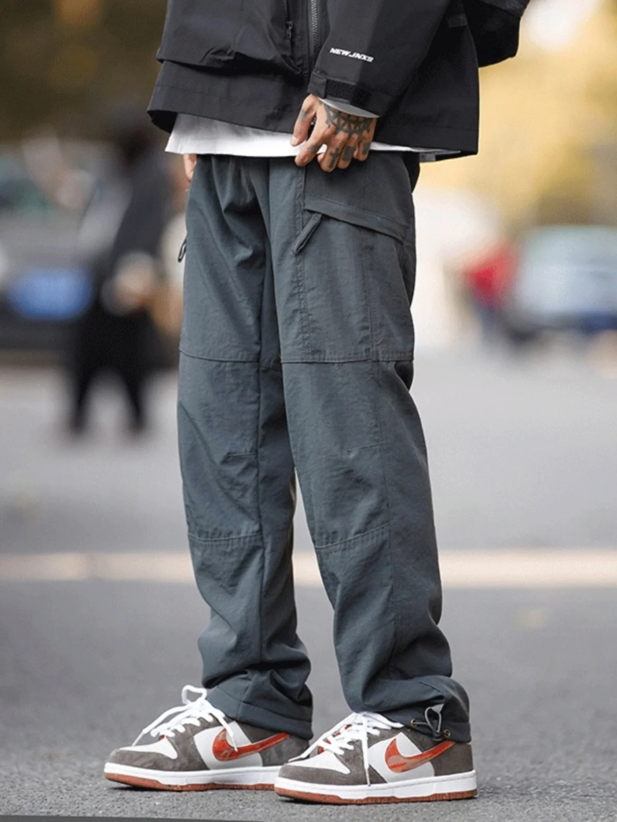 

Trendy Loose Men's Cargo Pants Autumn New Sle Casual Wide Leg Straight Cut Long Trousers Japanese Retro Logging Pants