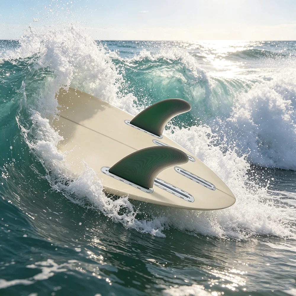 Fiberglass Keel Side Surfboard Fin Set - UPSURF FUTURE Base MR Twin Green Quilhas - Water Sports Equipment for Surfing