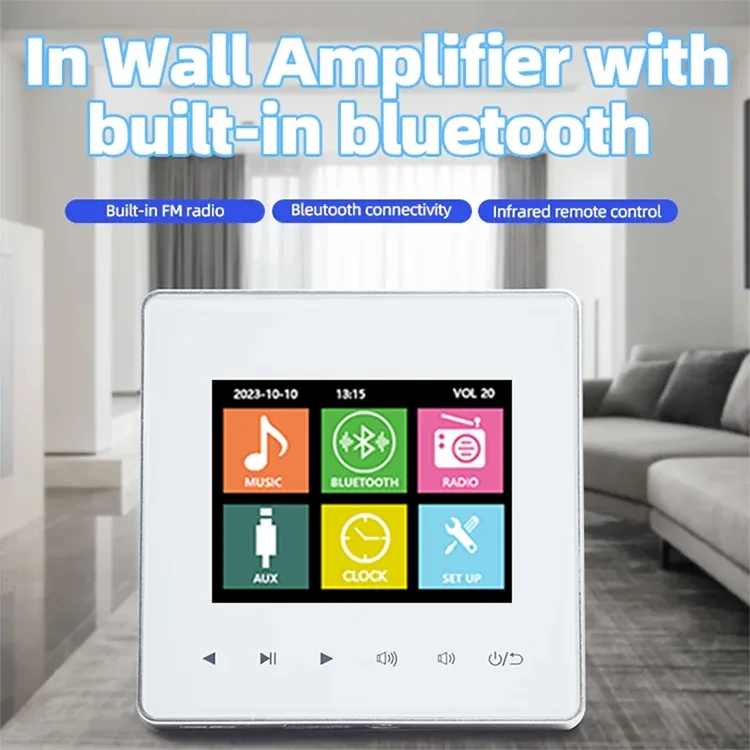 Home Theater Wall amplifier Bluetooth-compatible Sound Amp 2.8inch HD Touch Key 2 or 4 channel Music panel for Hotel Residential