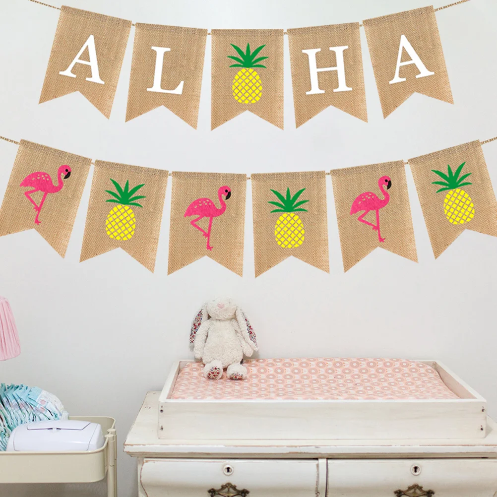 

2Pcs Aloha Hawaiian Banners Home Office Party Decor Foldable Storage Hawaiian Themed Banner Aloha Banner