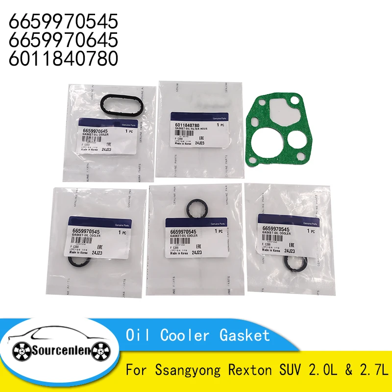5Pcs Oil Cooler Gasket For Ssangyong Rexton SUV 2.0L & 2.7L Turbo Diesel Oil Cooler Seal Ring 6659970545 6659970645 6011840780