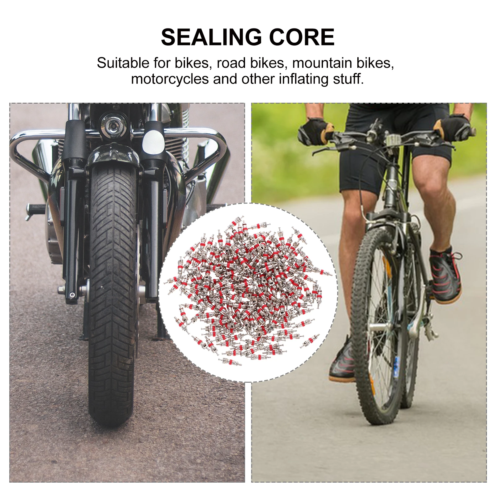 

200pcs Red Tire Cores Durable Sealing Replacement Core For Bike Motorcycle Repair Tool Reusable Air Tight Valve Stoppers Leak
