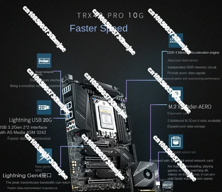 Imagem -04 - Motherboard Trx40 Pro 10g Amd Cpu Ruilong 3960x 3970x Aprendizagem Profunda