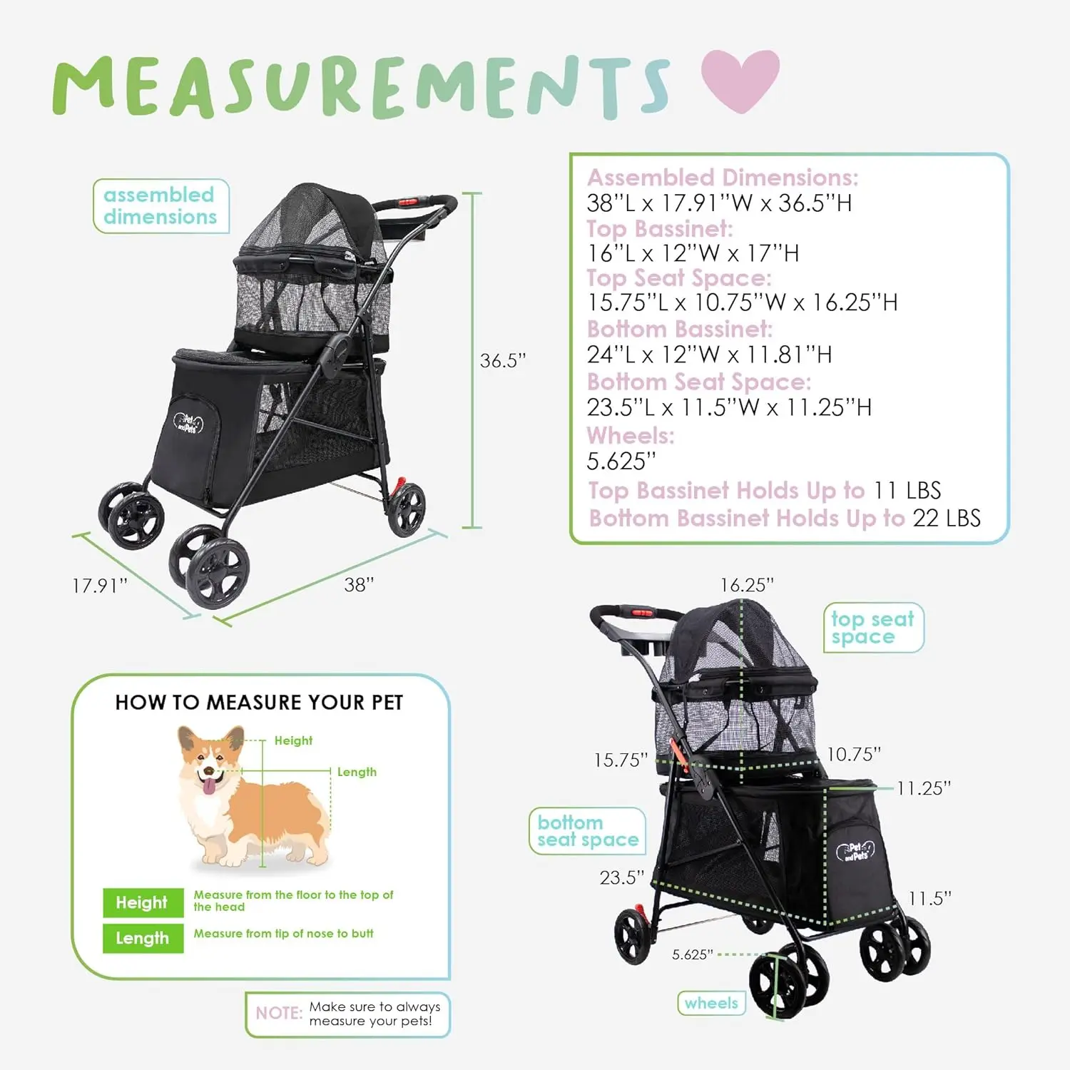 Pets Double Decker Pet Stroller, 11.53 Pound