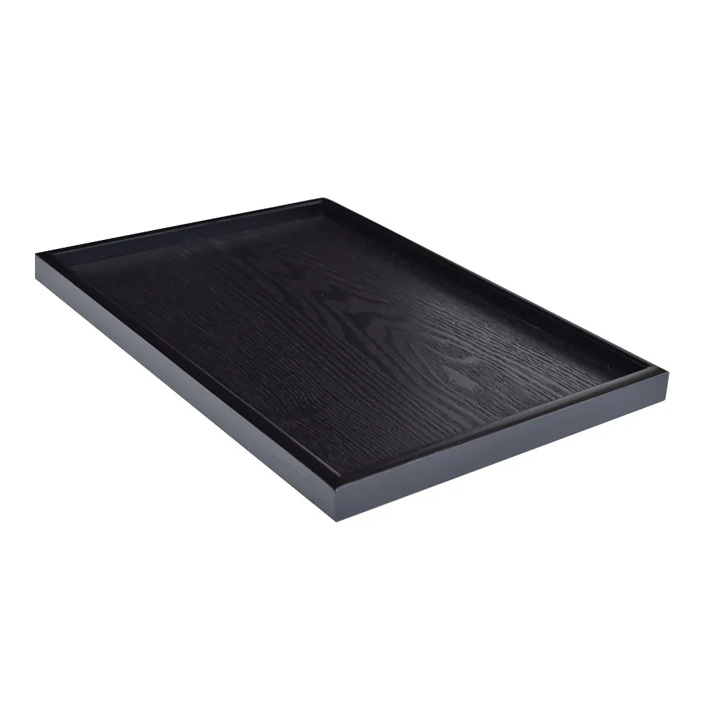 

1Pcs Tray Retro Style Black Wooden Food Storage Tray Decorative Serving Plate Home Bar Hotel Dessert Fruit Snack