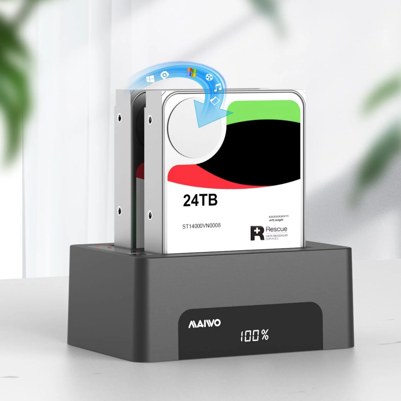 MAIWO Dual Bay USB 3.0 zu SATA Externes Festplattengehäuse Klon-Dockingstation für 2,5 Zoll / 3,5 Zoll HDD/SSD SATA-Festplatten-Dock – Detail 6