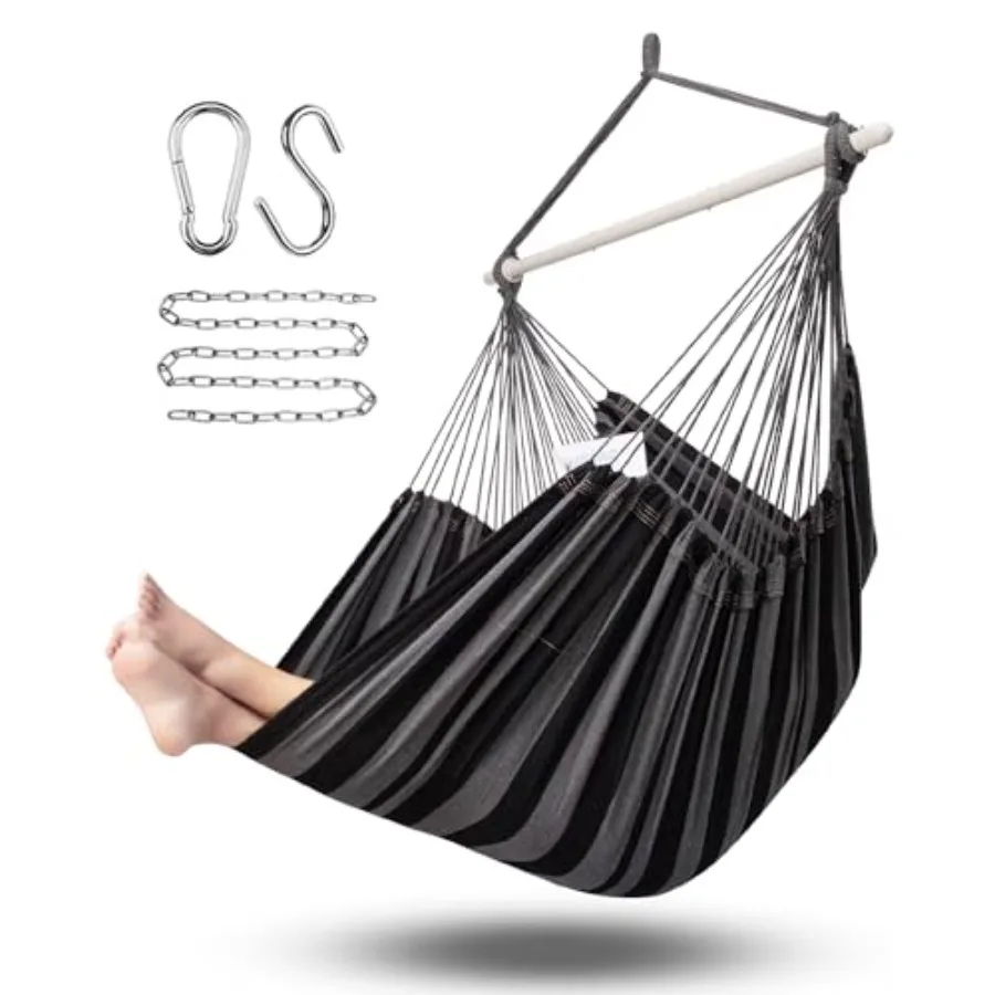 

Hammock Chair Large 70.9"x47.2" 32% Bigger XXL Hanging Swing Chair with 500lbs Capacity Heavy Duty Steel Spreader Bar Extra Roo