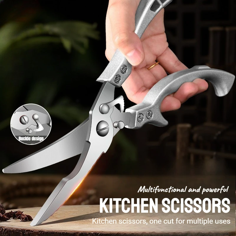 

Heavy Duty Kitchen Scissors Multifunctional Stainless Steel Food Scissors For Poultry Fish Bone Cutting Dishwasher Safe Design