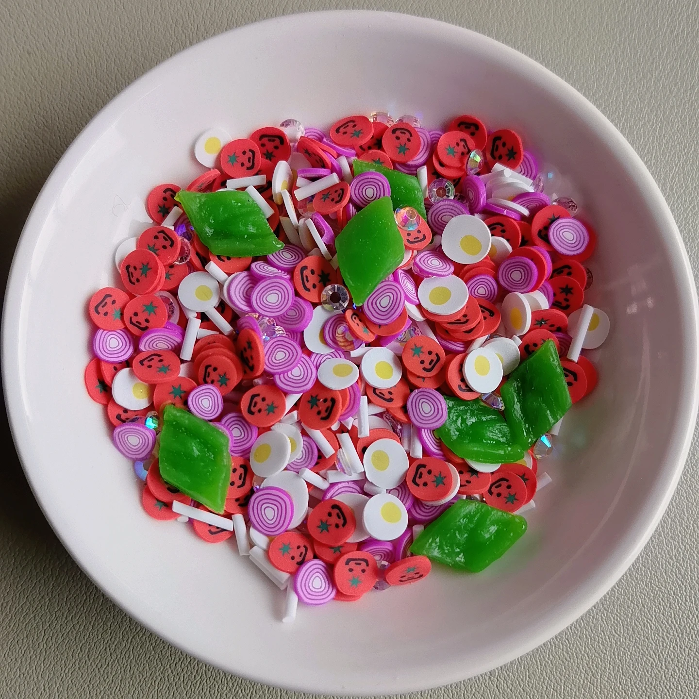 5mm Soft Mixed Vegetables Polymer Clay Slices With White Long Cut Sprinkles Nail Mobile Beauty Patch Slime DIY Supplies
