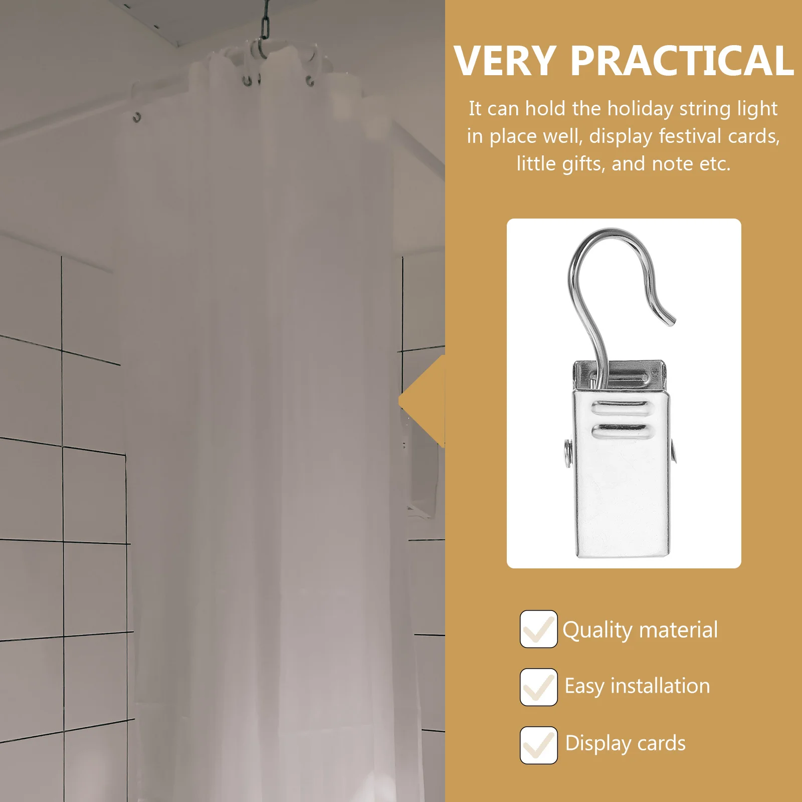 

60pcs Iron Curtain Clips Household Clamps Hanging Curtains Storage Hook Clamps Lamp Cord Clip Photo Note Holder Drapery Fixator