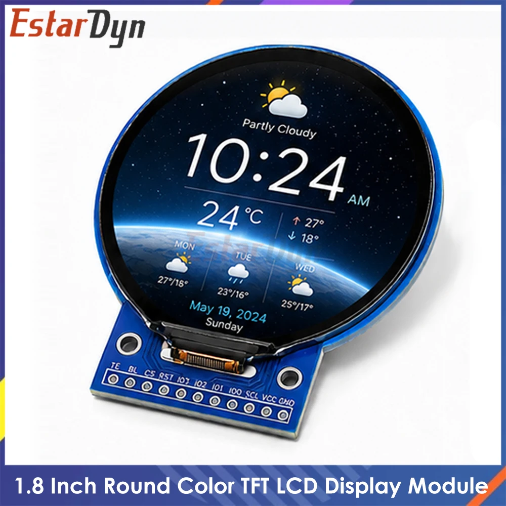 Image of Estardyn 1,8 Zoll Rundes Farb-TFT-LCD-Display-Modul 360x360 SPI QSPI Schnittstelle ST77916 Treiber für DIY Smartwatch