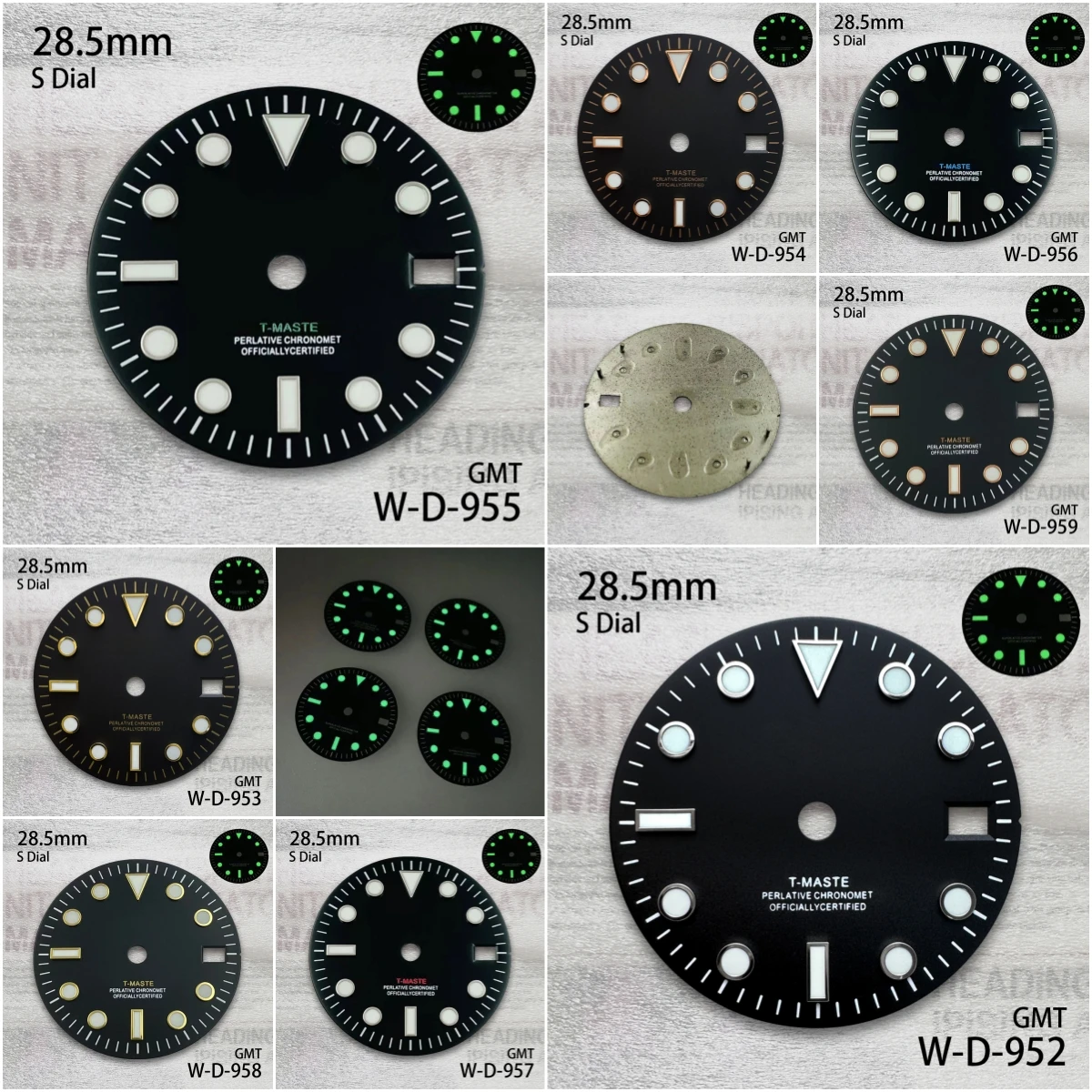 

28.5mm S Logo GMT Black Dial Fit NH34 Movement Green Luminous Watch Modification Accessories