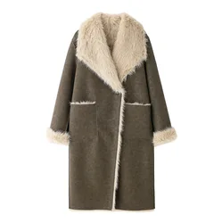 Ladies Long Shearling Coat and Blazer Latest Wholesale Price Women Leather Shearling Coats Loose slim mid-length real fur coat