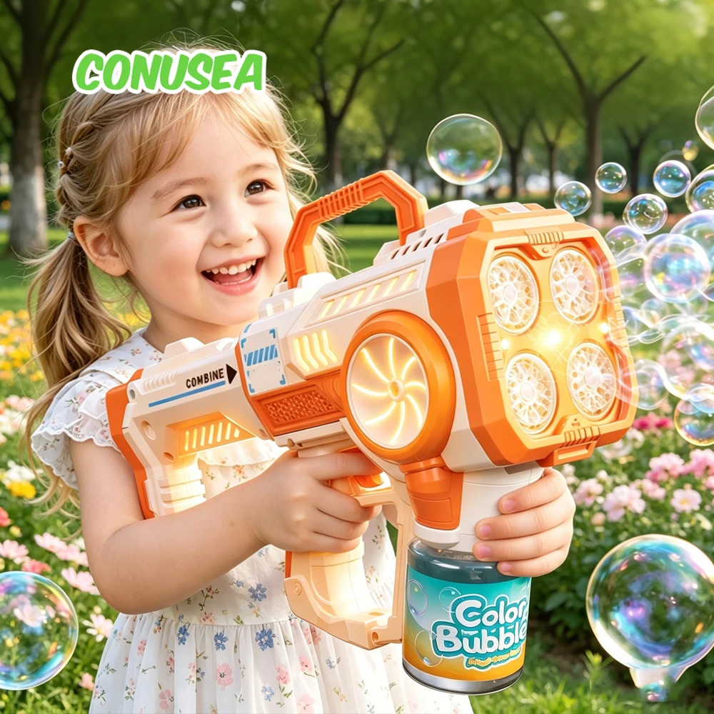 

Soap Bubbles Automatic Bubble Gun Machine Blower Outdoor Games Party Child Garden Toys for Kids Children Girls Boys Wedding