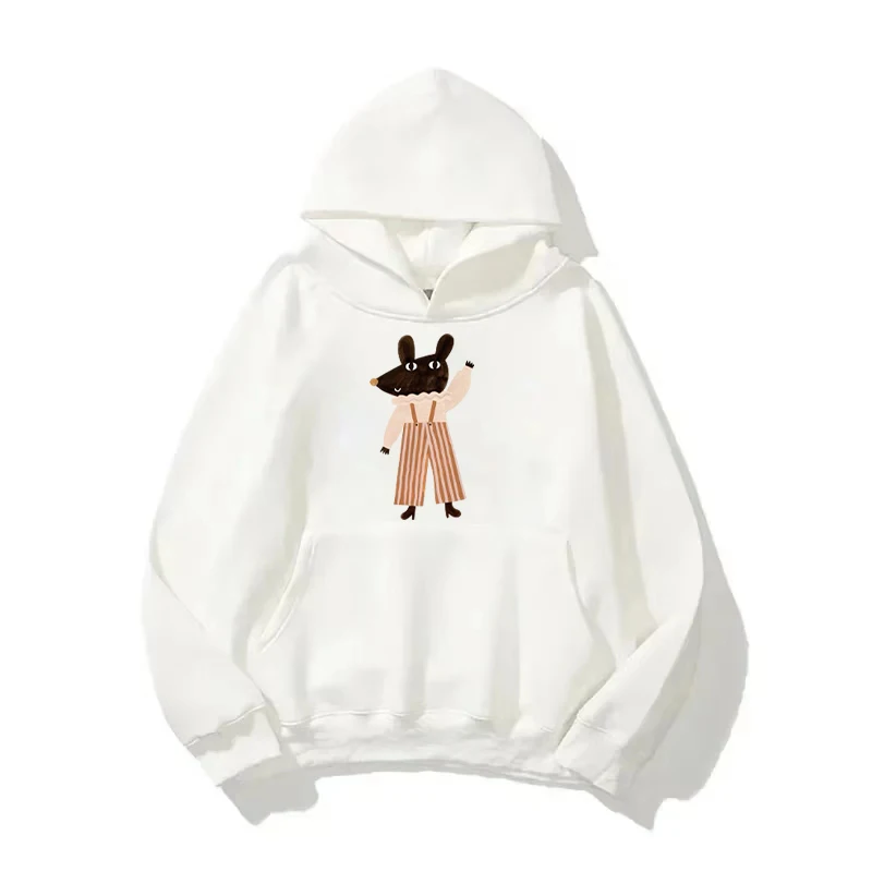 Cute Mouse Print Long Sleeved Hoodie With Simple Design Suitable For Work Commuting Dating Daily Versatile Classic And Fashion