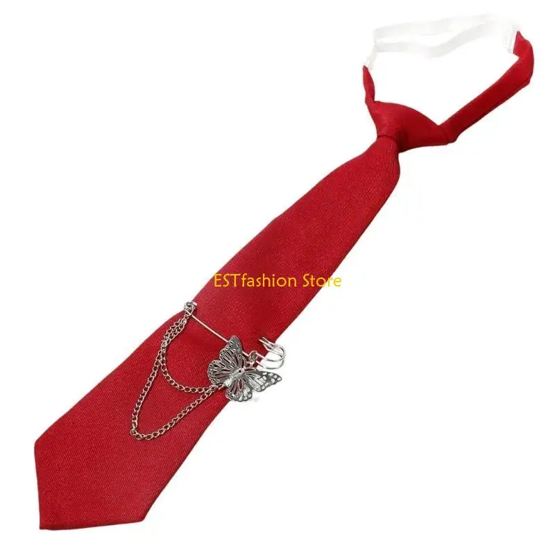 y5gc student pre inied inies inies preepy look butterfly pin metal chain dark tie tie cravat intage vintage explication