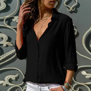 Große Blusen für Frauen, koreanische Oberteile, Basishemd, Große, Schwarz-Weiß-Frauenkleidung, L-XXXL, Plus Size, Herbst und Winter, 2023 10 Hauptverkäufe Black Plus Size Bluse - №1