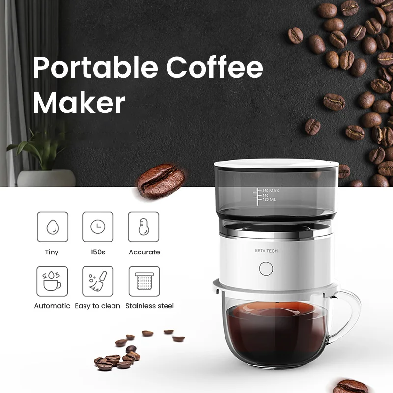 Portable Mini Coffee Maker Electric Coffee Machine Fine Mesh American Drip Filter Outdoor Office Coffee Brewer