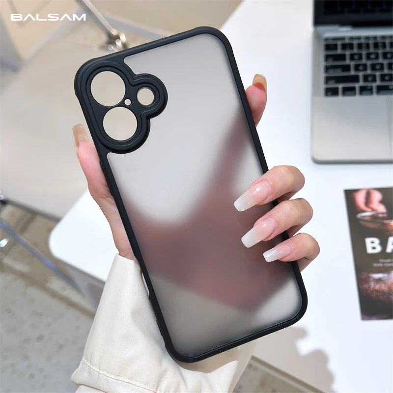 حافظة شفافة غير لامعة مقاومة للصدمات لهاتف آيفون 16 E 15 14 13 12 11 Pro Max Plus غطاء خلفي صلب من البولي كربونات