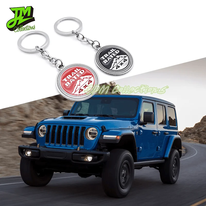 Car Keychain Metal Keyring Key Chain For Jeep Trail Rated Jeep Wrangler Renegade Liberty Cherokee Auto Key Pendant Accessories