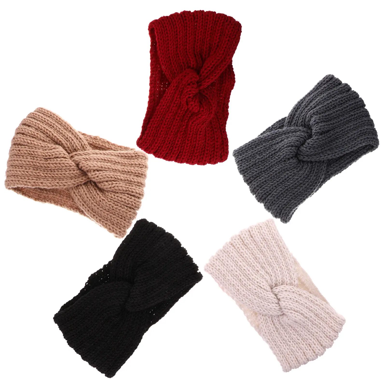 5Pcs Women Knitting Hairband Crochet Headband Warm Knitted Wrap Ear Warmer Cozy Winter Knit Headband Party Ceremony Daily Use
